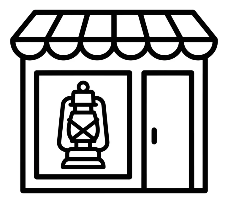 store icon with lantern in display window