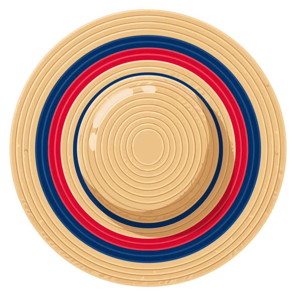 Straw Hat with Red and Blue Striped Band straw hat with red and blue stripes