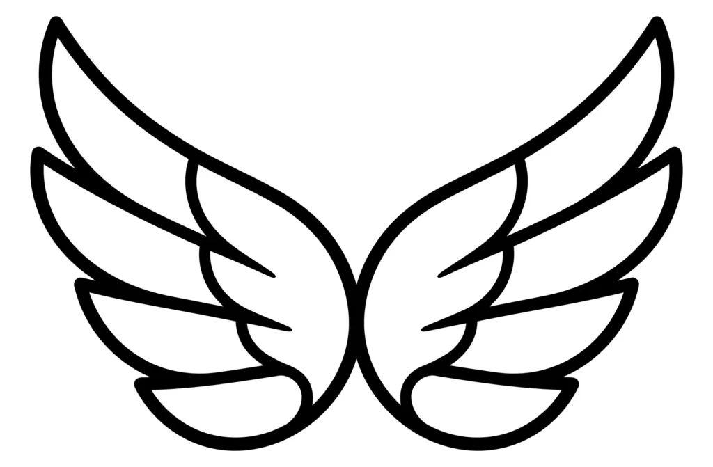 stylized line art illustration of angel wings