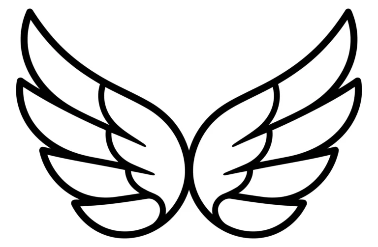 Minimalist Angel Wings Line Art Illustration