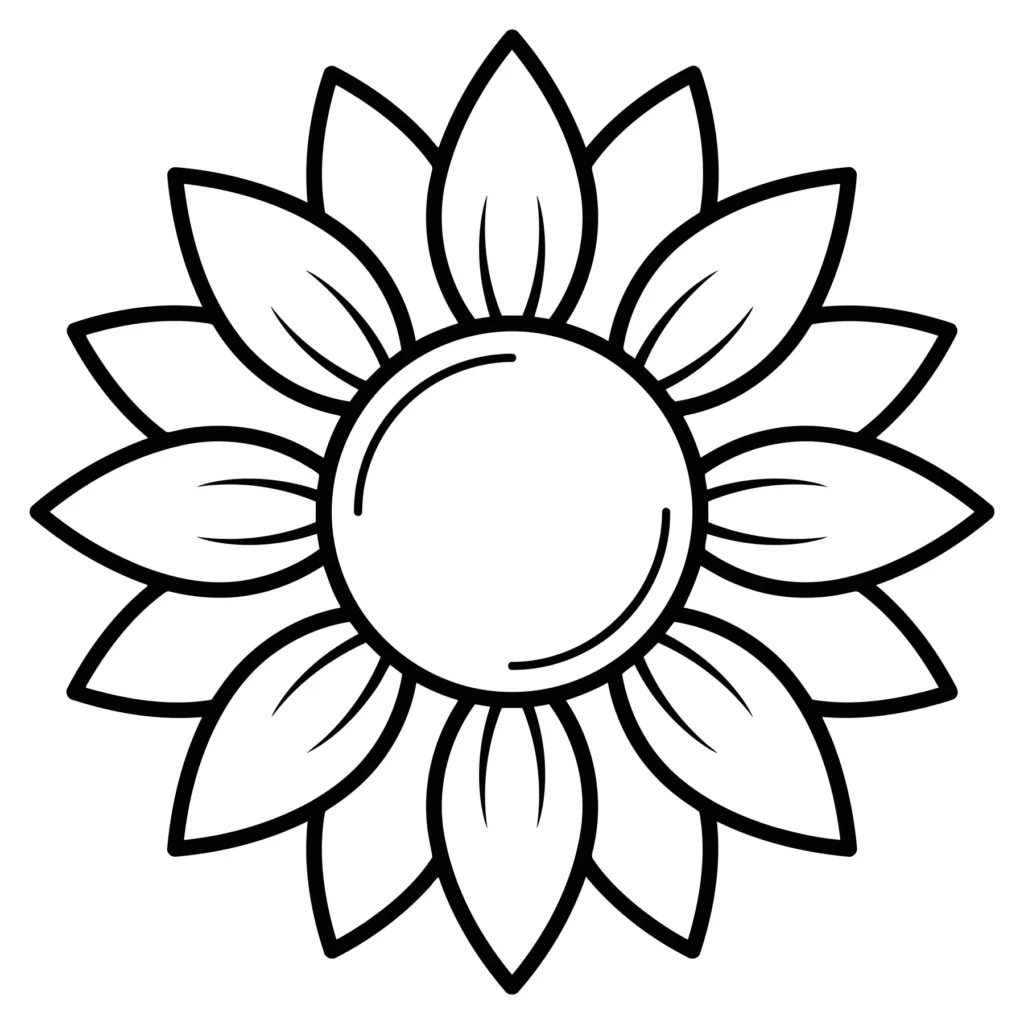 sunflower flower icon, simple line art illustration