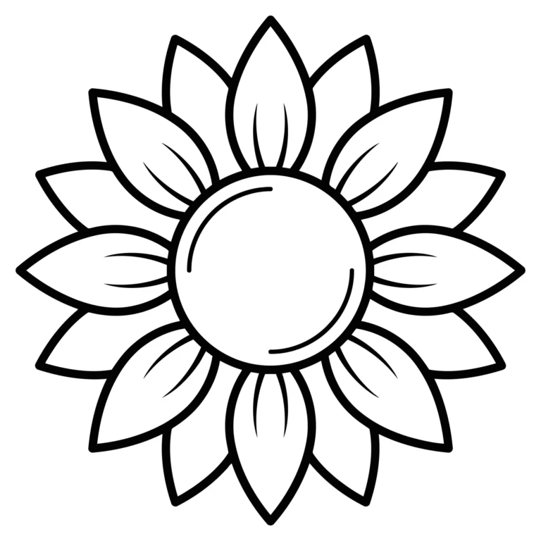 Minimalist Sunflower Line Art Icon