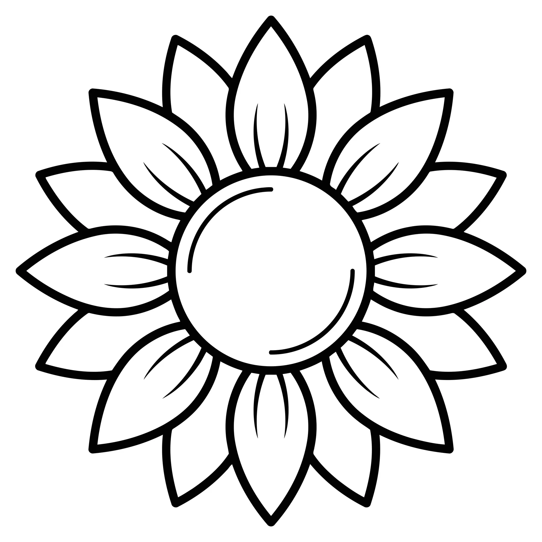 Minimalist Sunflower Line Art Icon