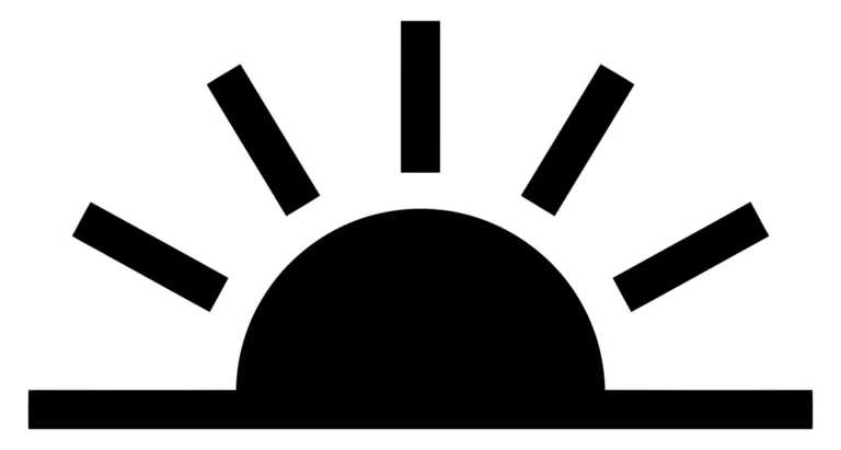 sunrise or sunset icon featuring a semicircle sun rising over a horizon line, representing morning, dawn, weather, or renewable energy conce