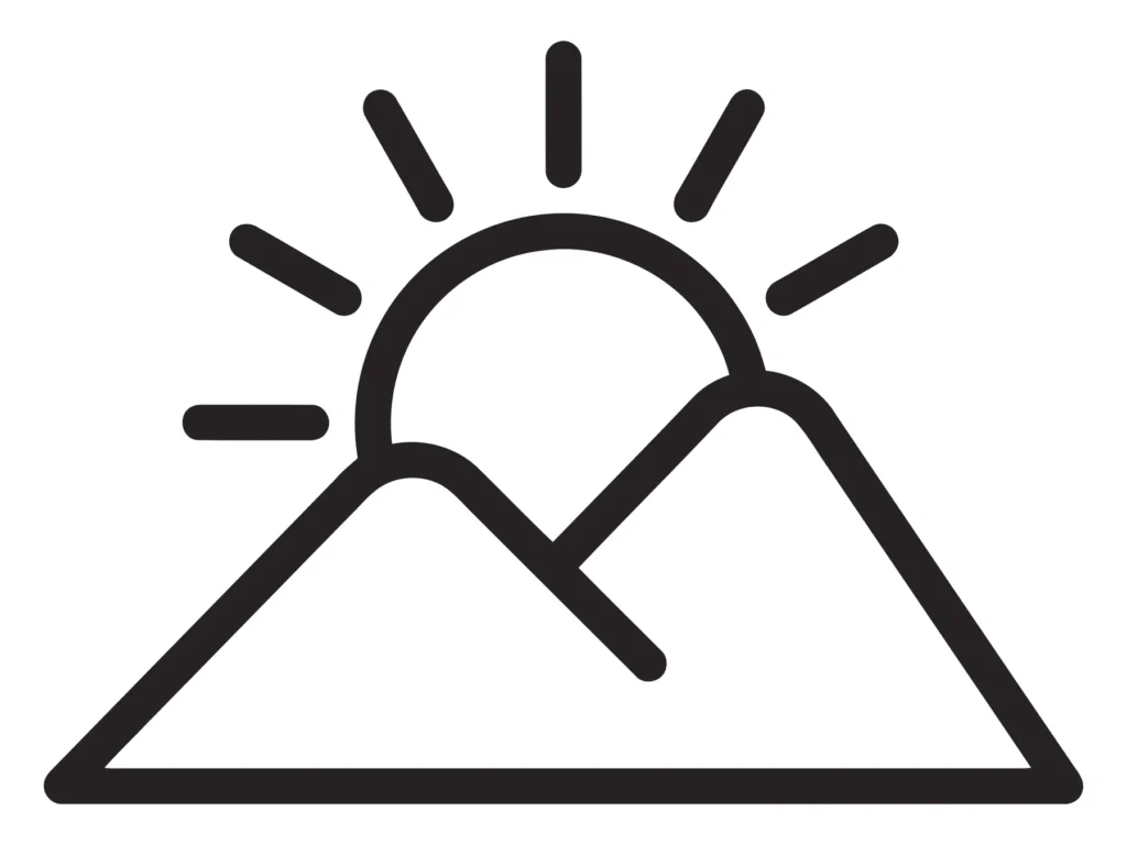 sunrise over mountain landscape icon