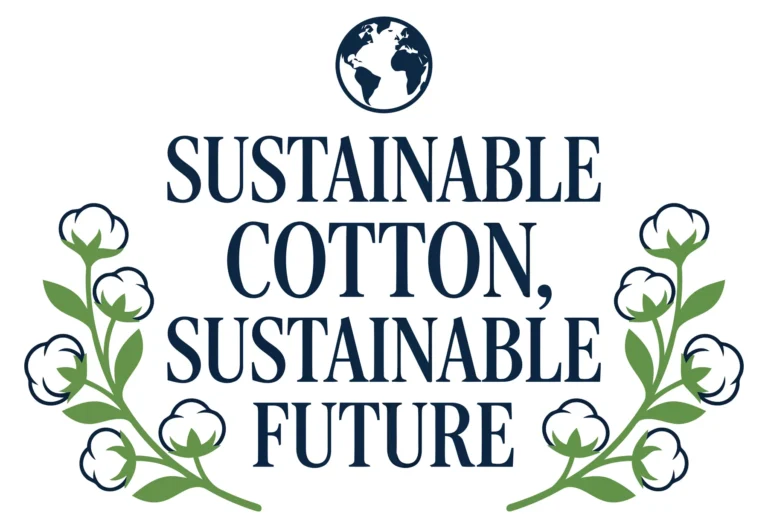 Sustainable Cotton Future Logo with Globe and Cotton Branches