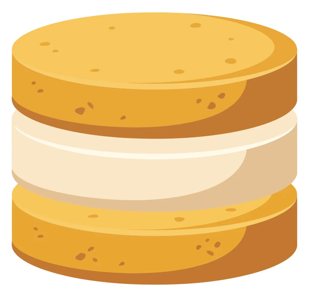 sweet sandwich biscuit with cream filling isolated on white background