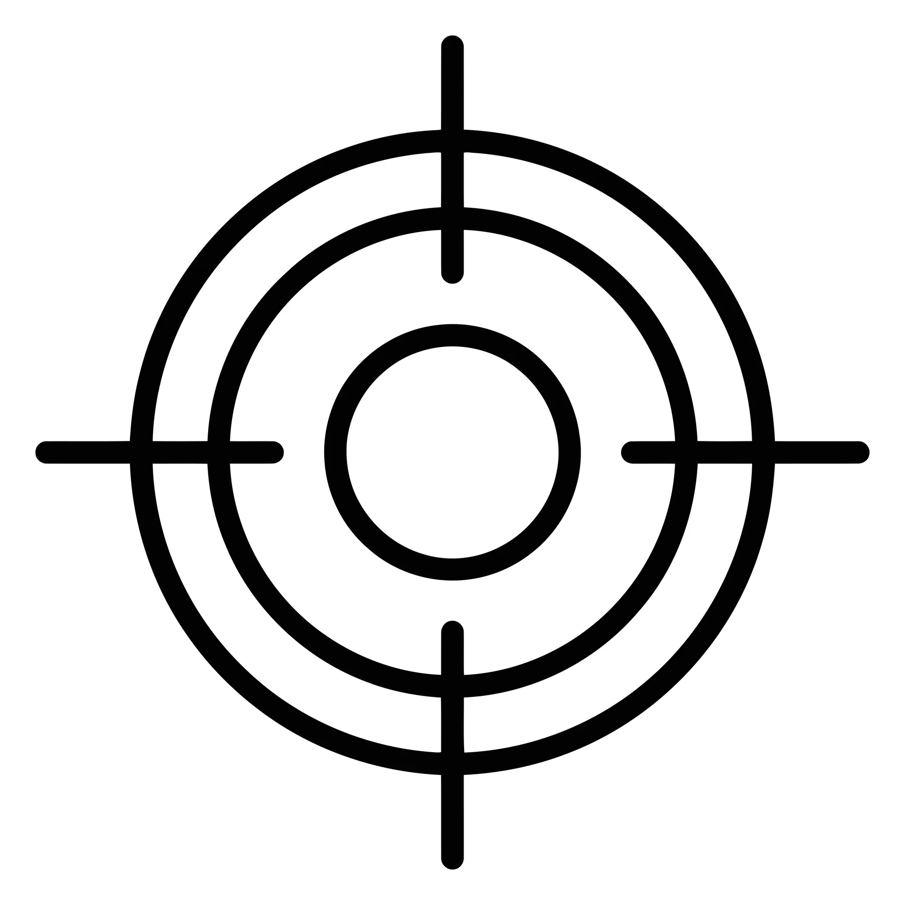 Black and White Bullseye Target Crosshair Icon