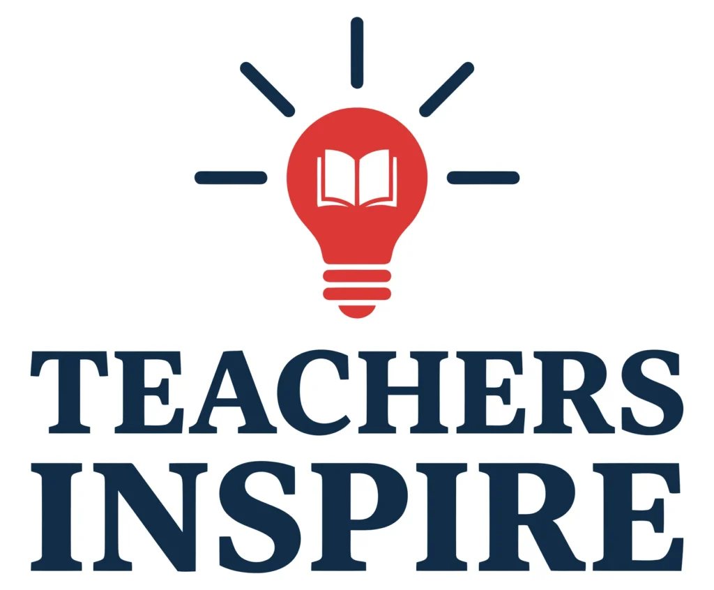 teachers inspire typography design with red lightbulb and open book icon