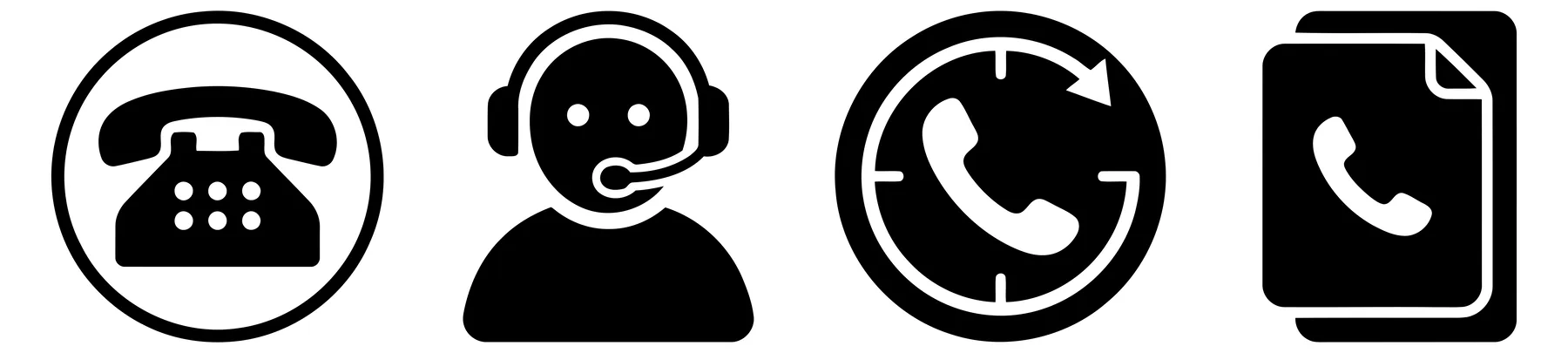 Telecommunication and Office Icons Set in Black and White