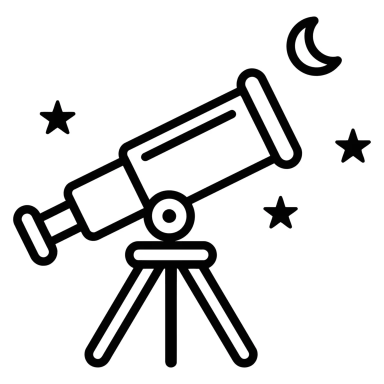 Telescope on Tripod with Moon and Stars Icon