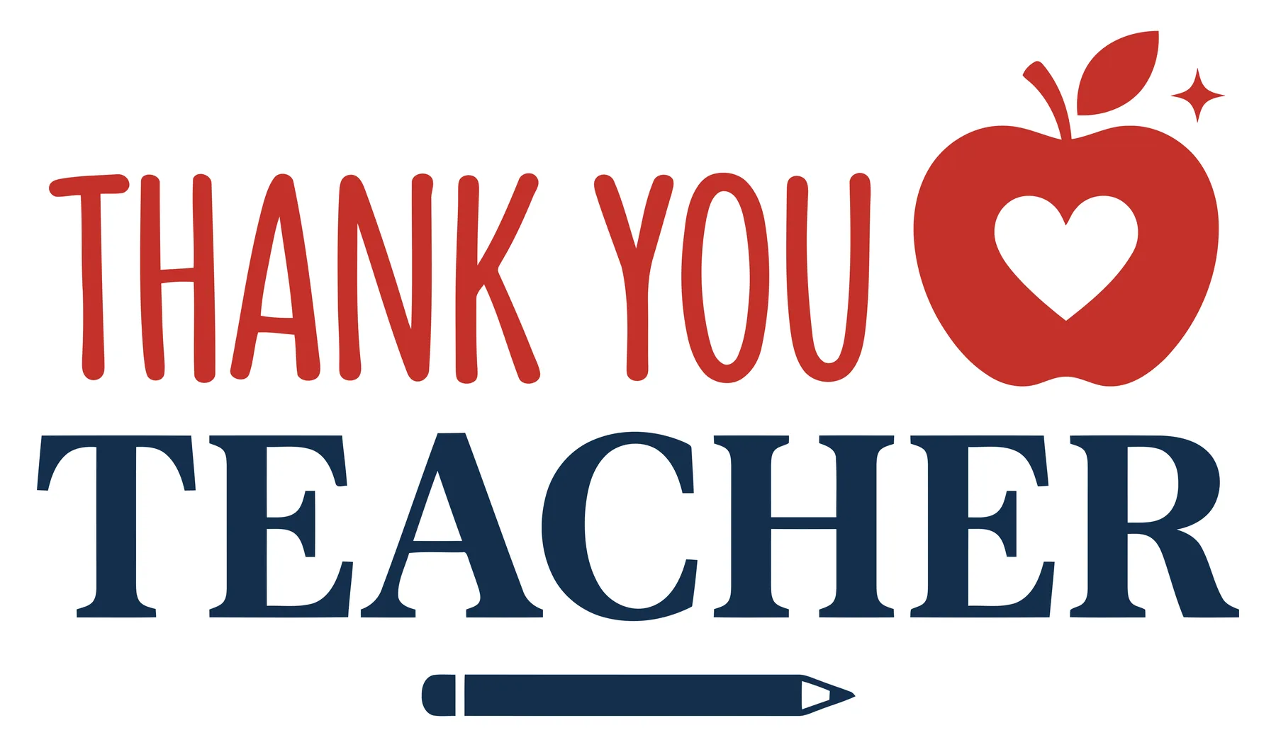 Thank You Teacher Typography with Apple and Pencil