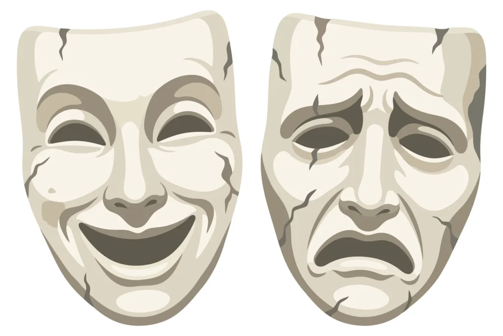 theatre masks showing comedy and tragedy