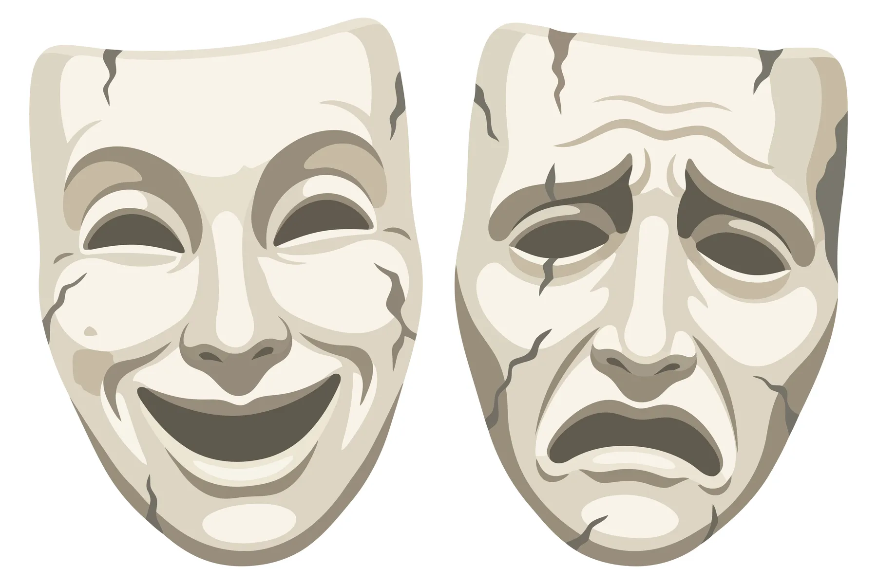 Comedy and Tragedy Theatre Masks Illustration