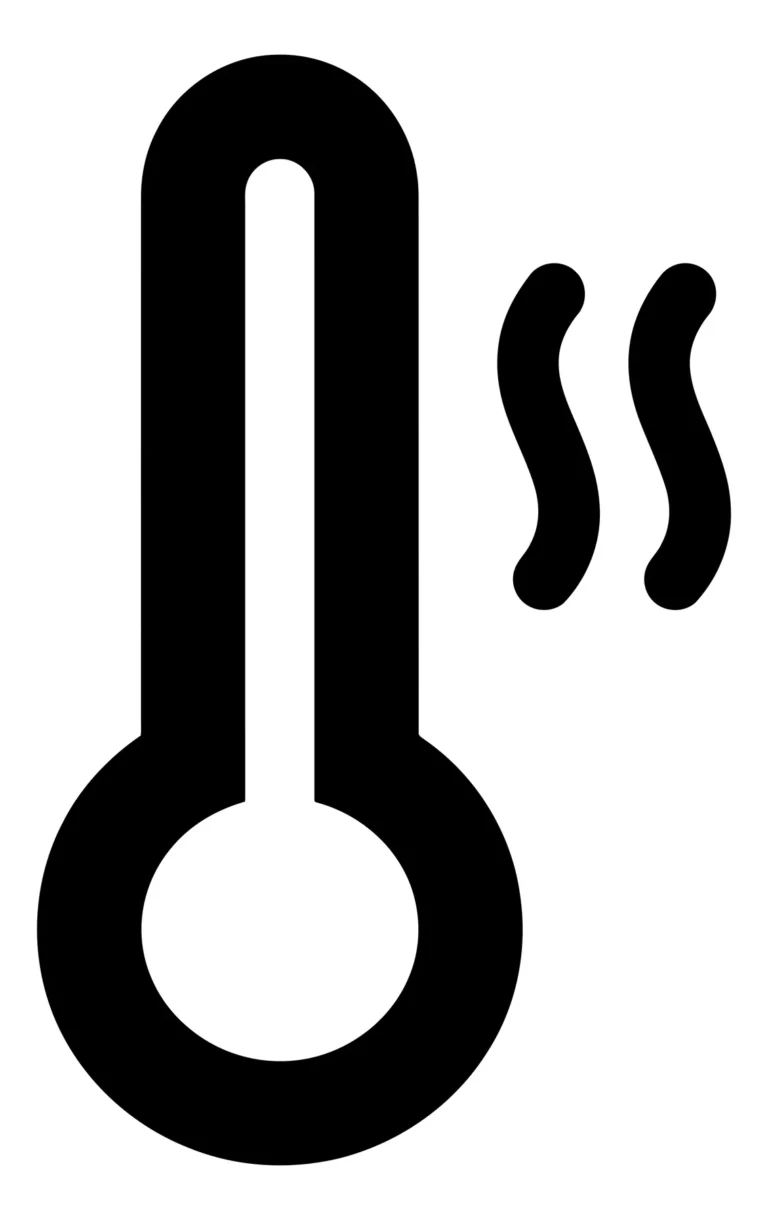 thermometer icon with heat waves symbol