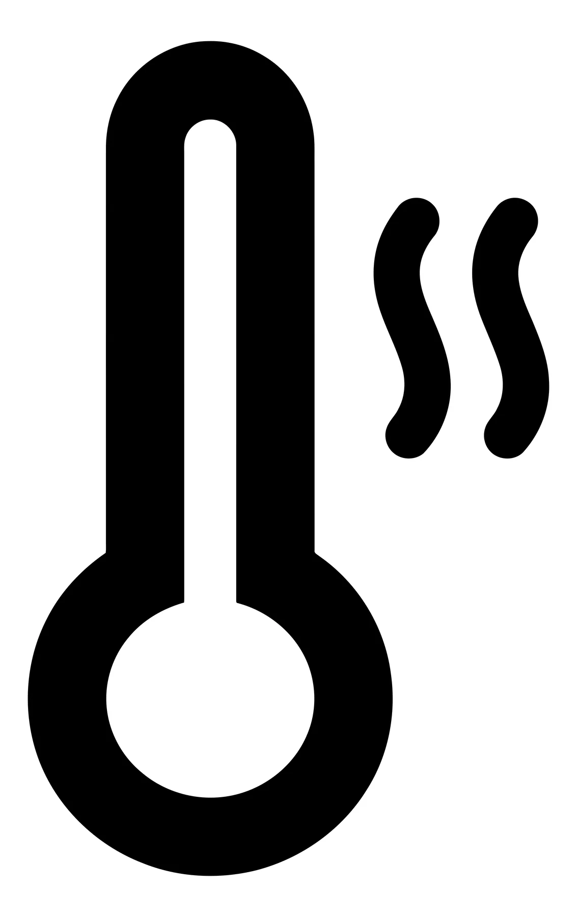 Black Thermometer Icon with Heat Waves Symbol