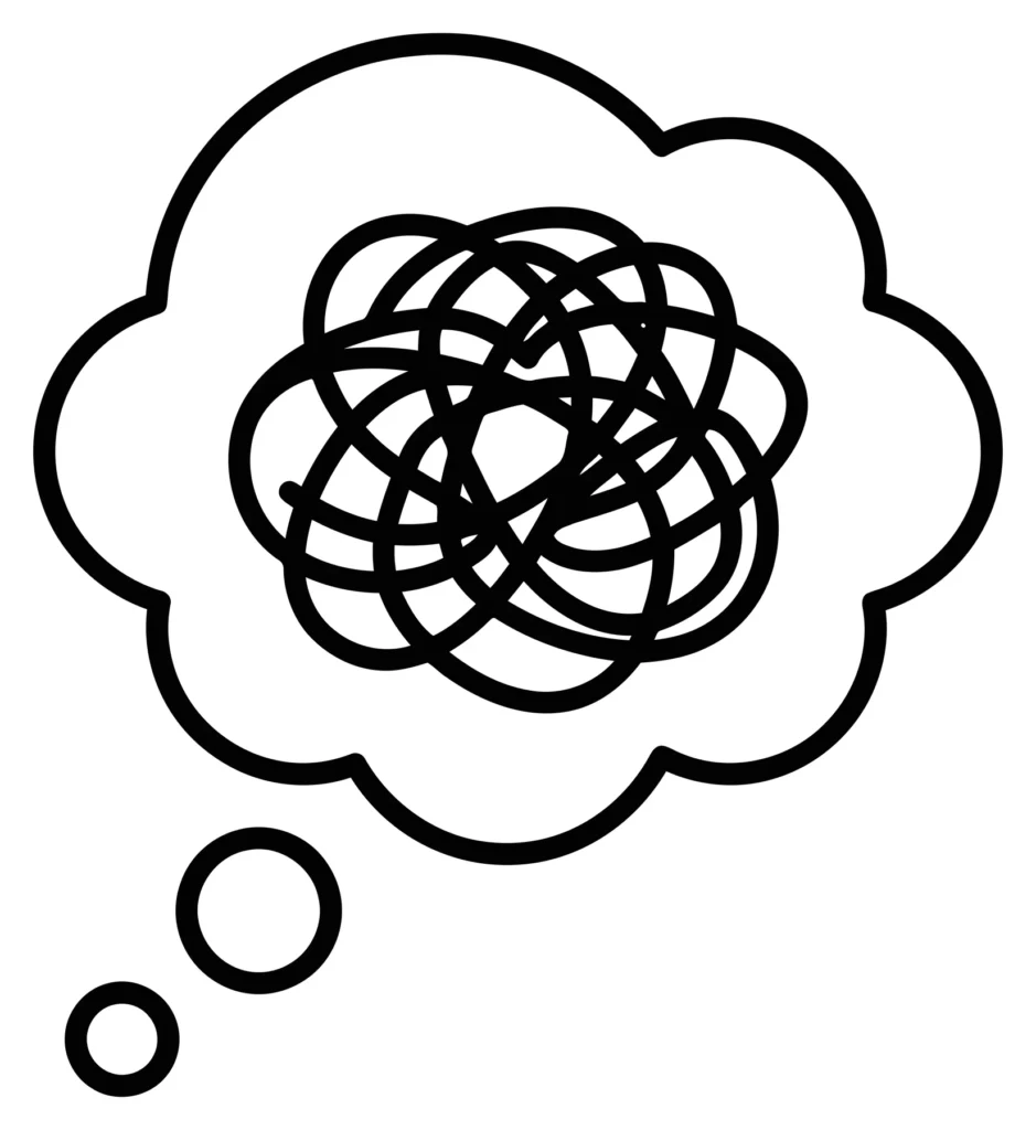 thought bubble with scribbles