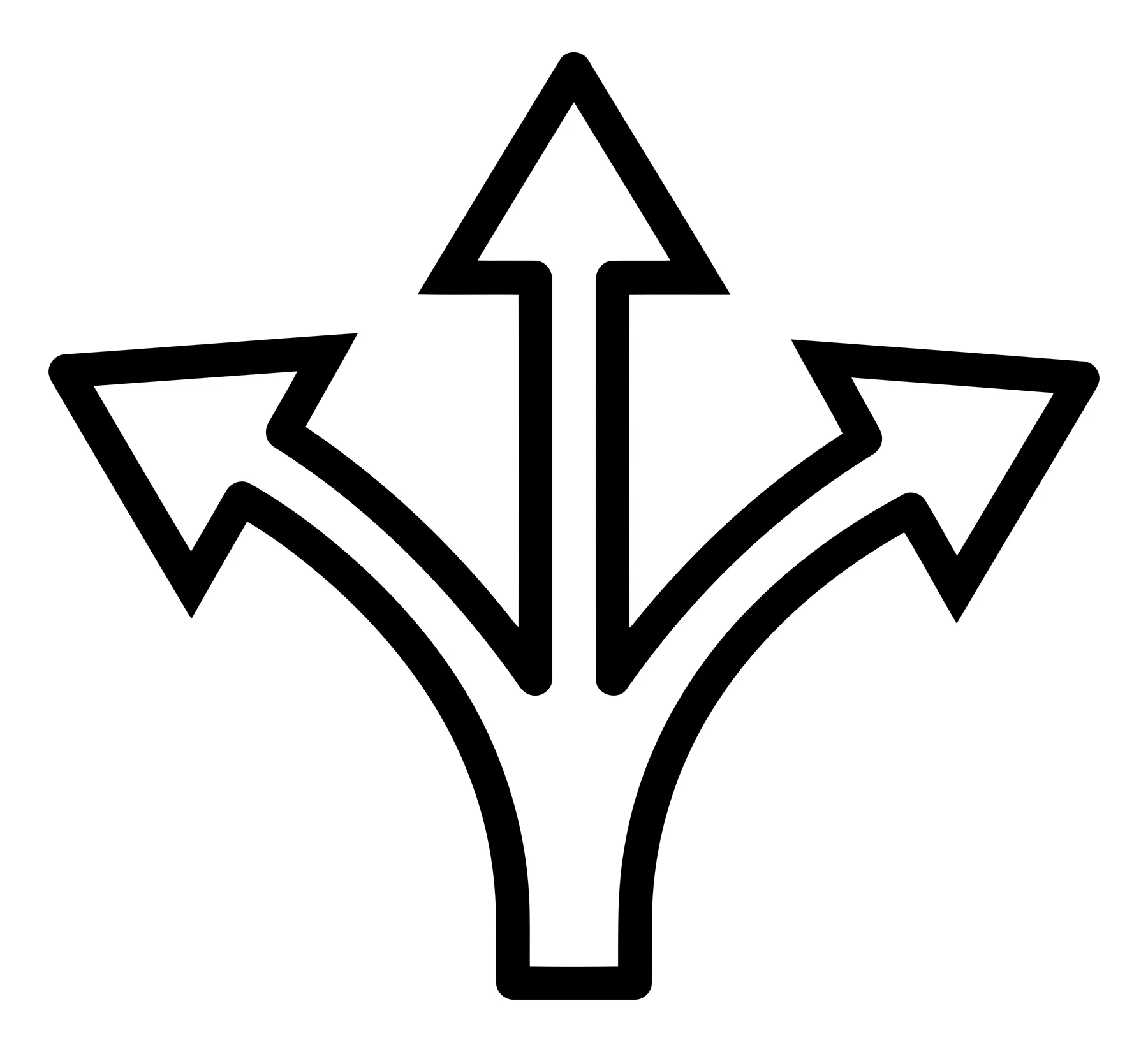 Three Way Directional Arrow Icon in Minimalist Style