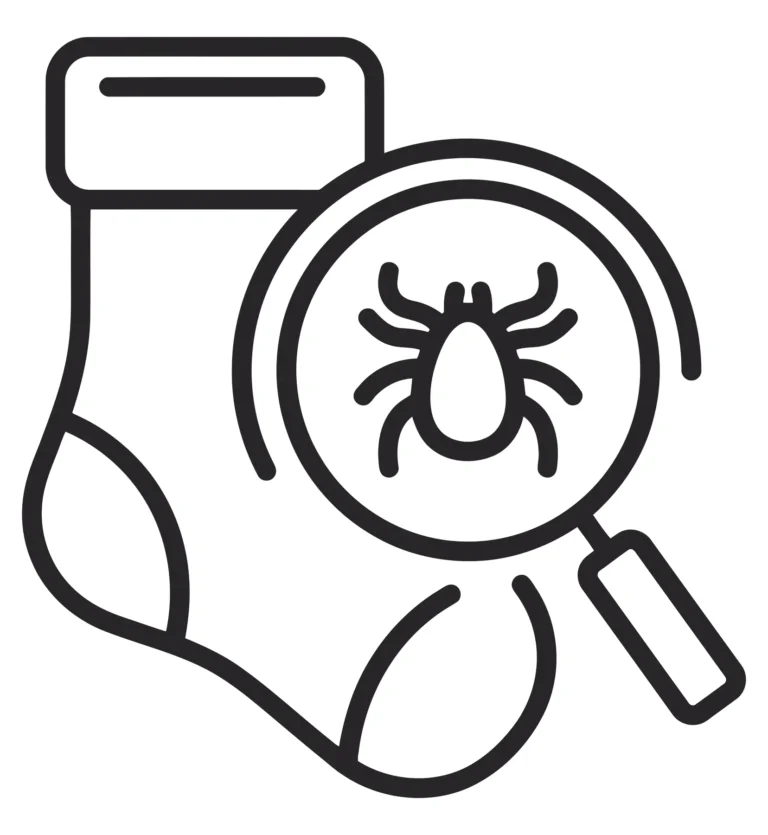 Magnifying Glass Inspecting Tick on Sock Icon