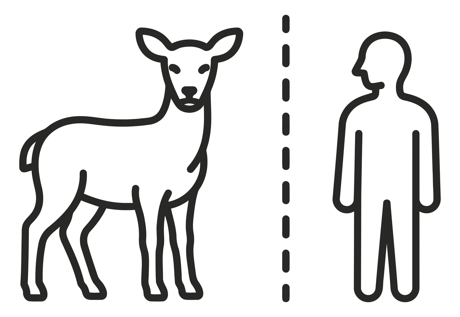 Deer and Human Silhouette Vector Illustration