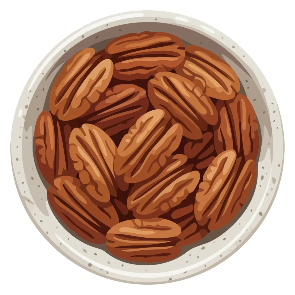 top view of a bowl filled with shelled pecans
