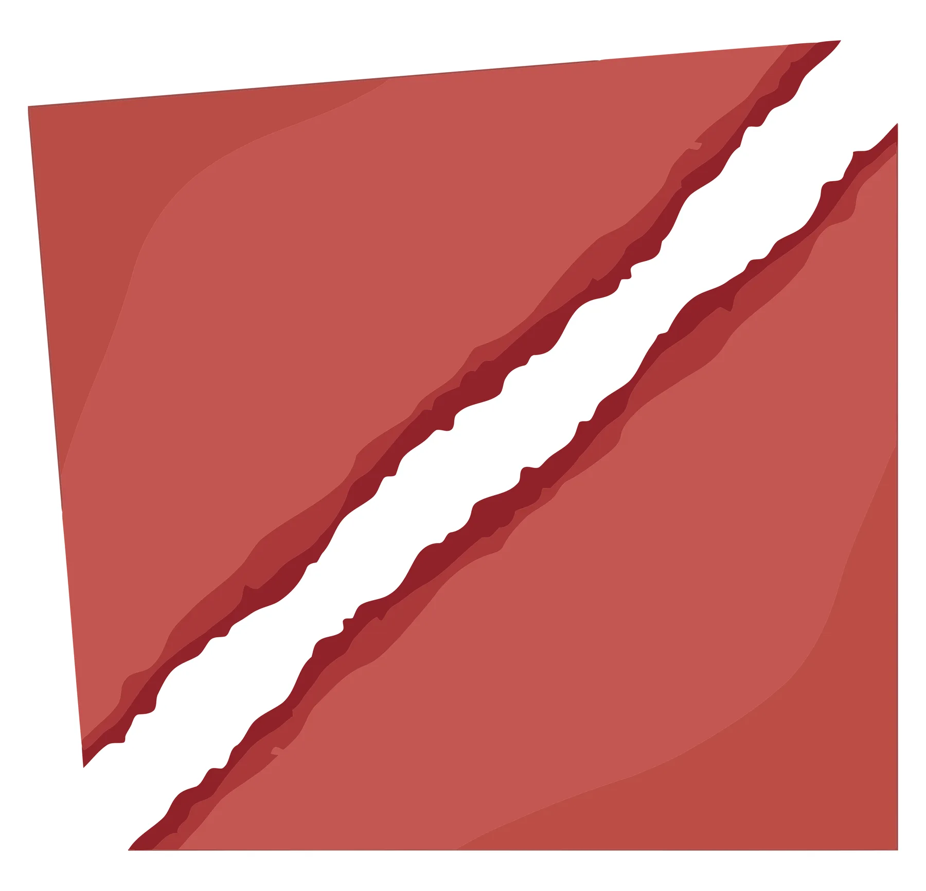 Torn Red Paper Sheet with Jagged Edges