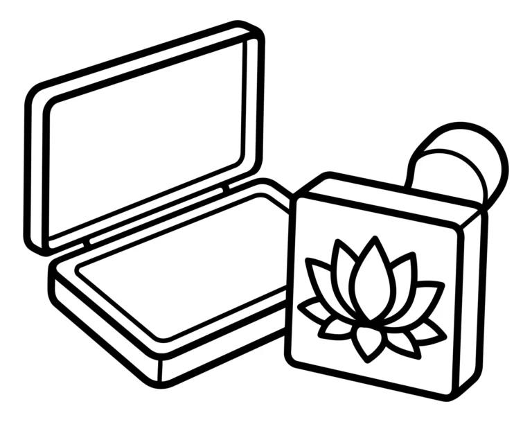 Traditional Chinese Seal with Lotus Flower and Ink Pad