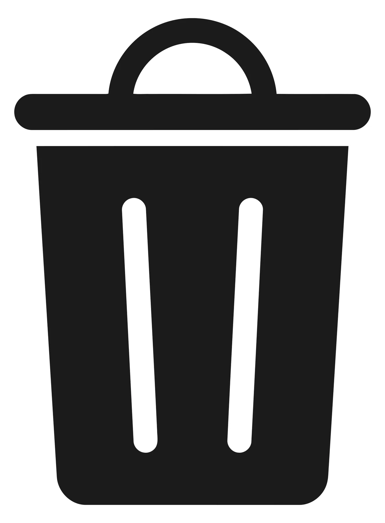 Black Trash Can Icon in Flat Vector Style