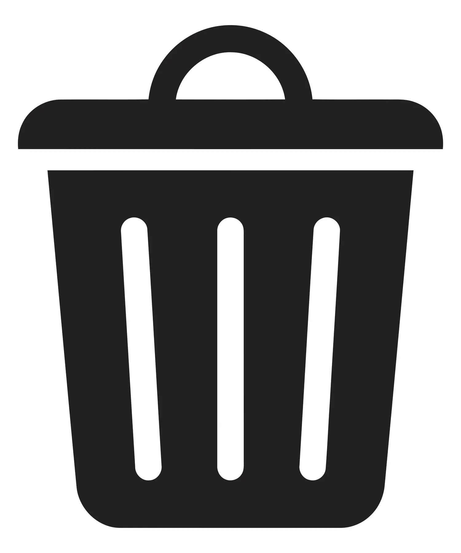 Black Trash Can Icon in Flat Design
