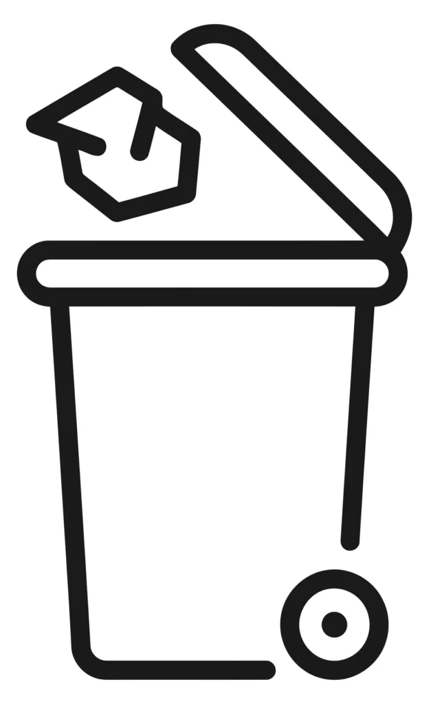 trash can icon with waste paper for garbage disposal and recycling