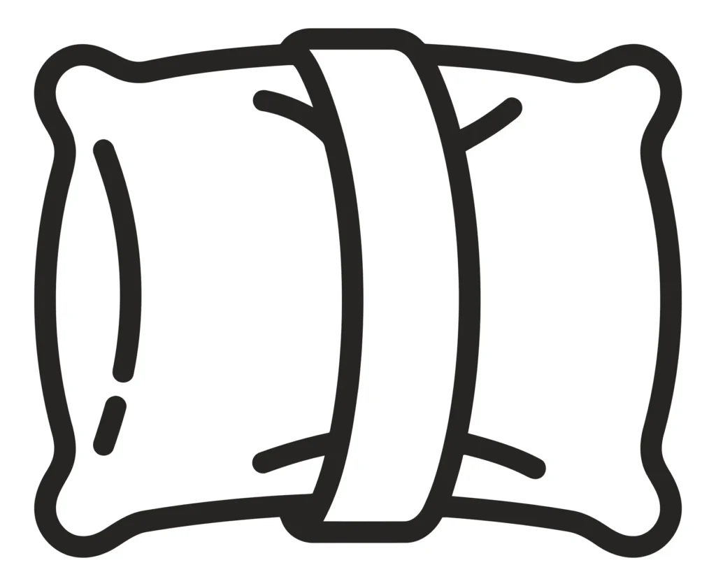 travel pillow icon, vector illustration of a compact neck pillow with a strap for easy carrying during travel, camping, or backpacking trips