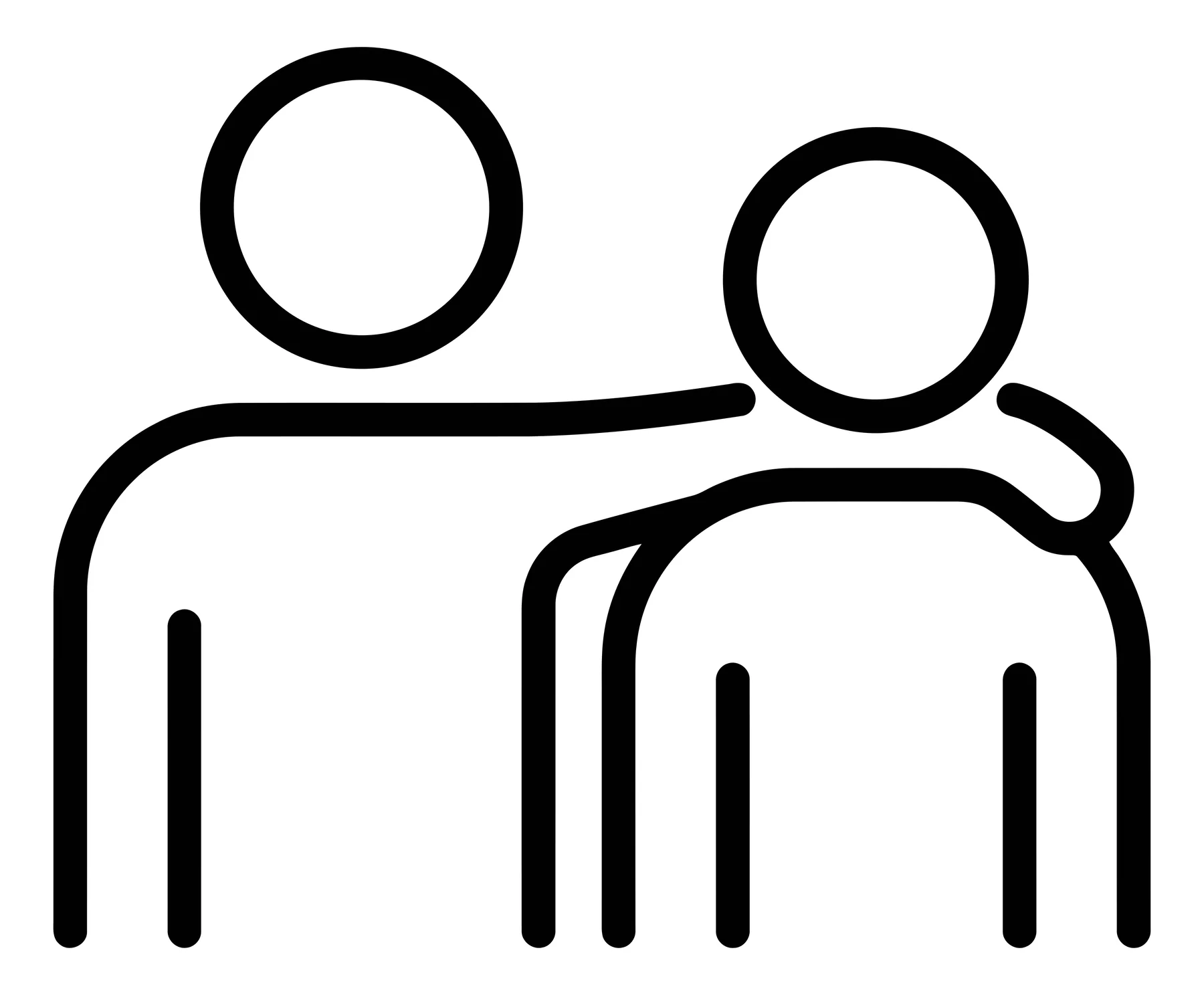 Two Friends Comforting Each Other Outline Vector Illustration