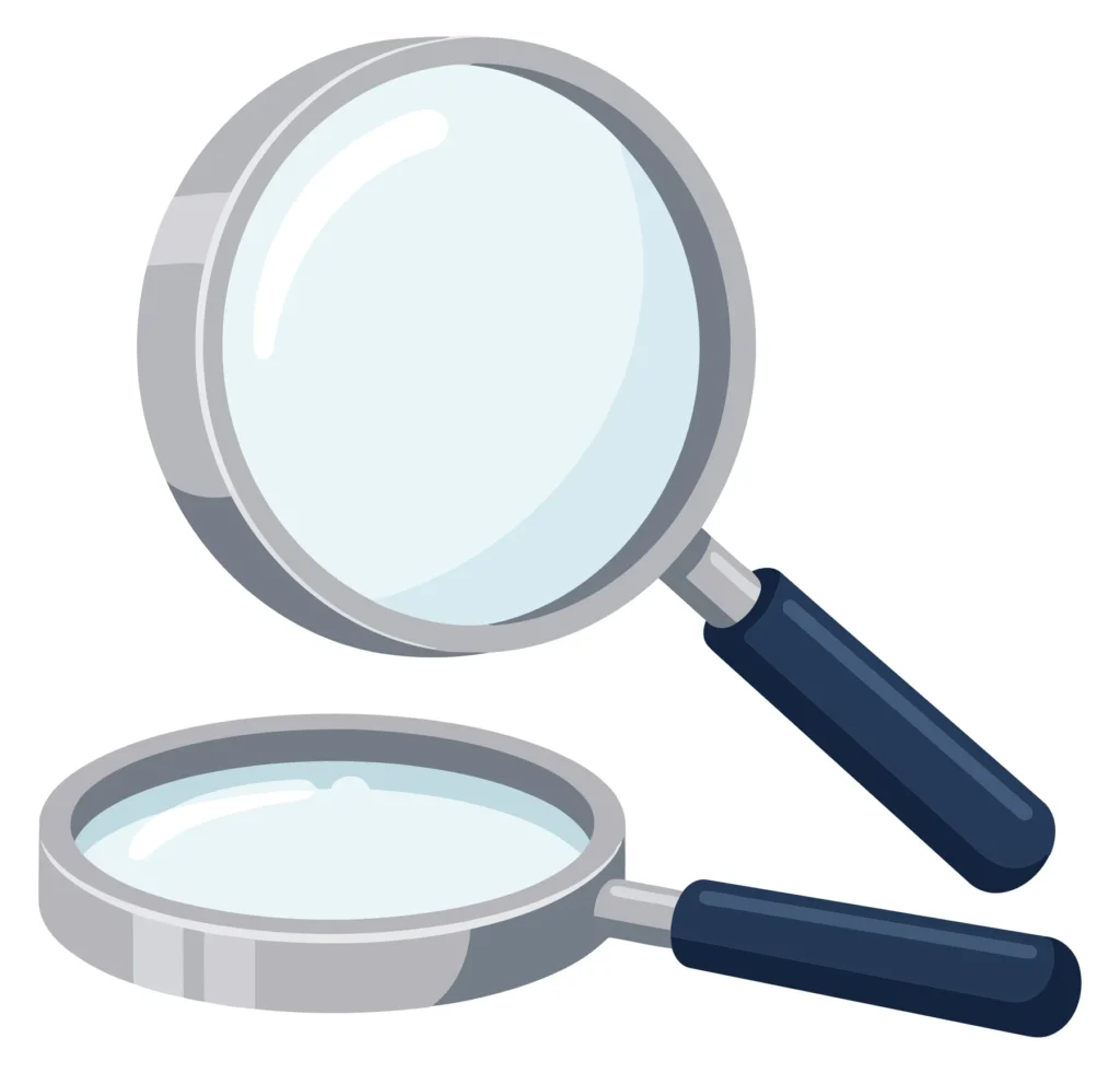 two magnifying glasses with black handles