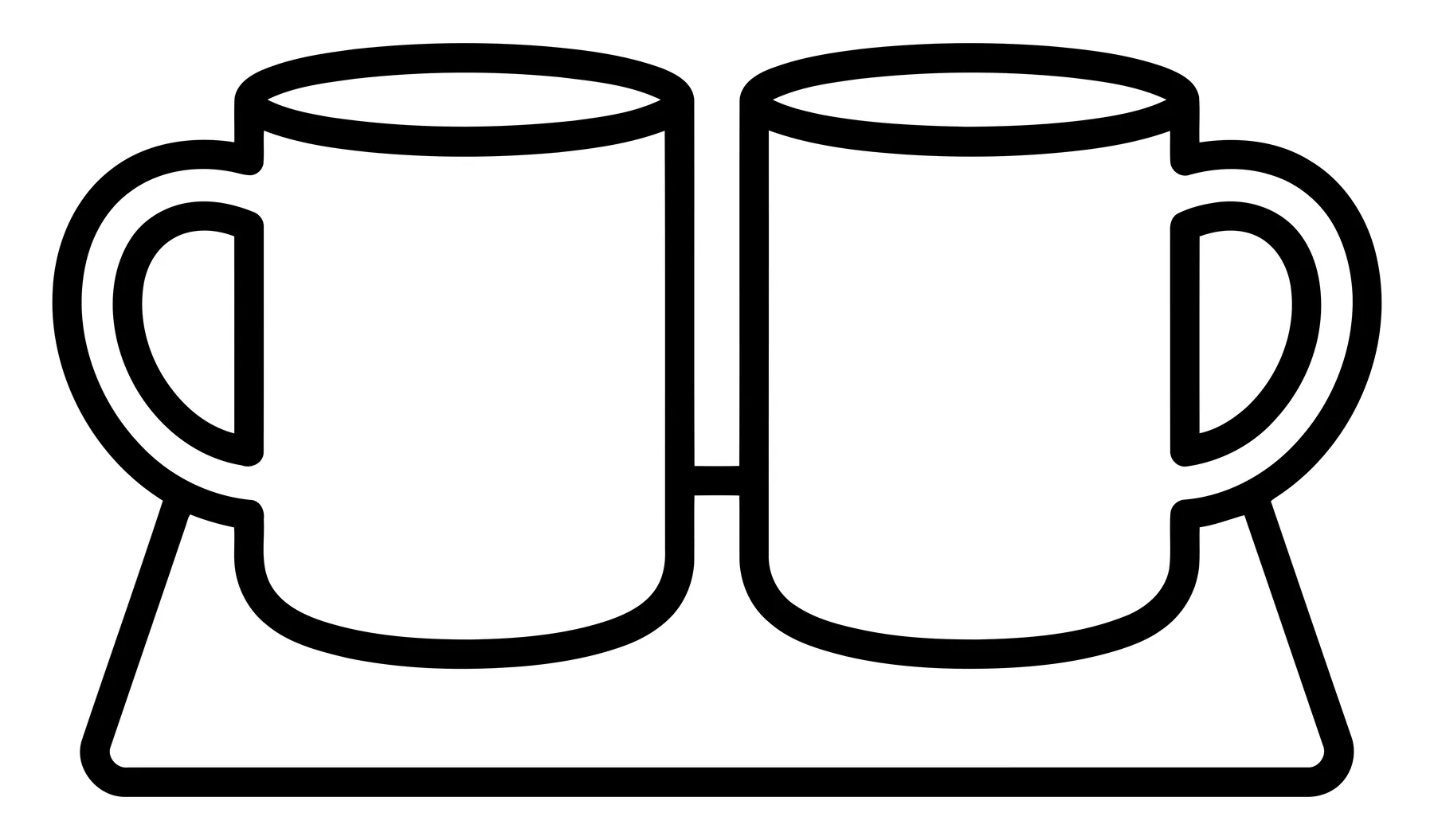 Two Coffee Mugs on a Tray Line Art Icon