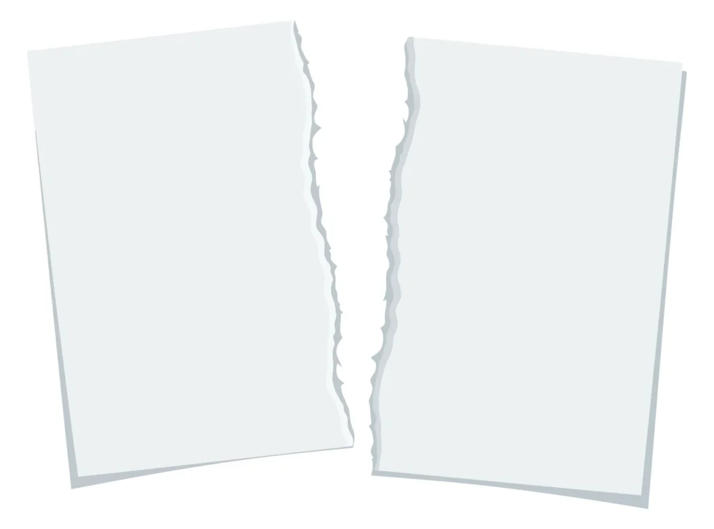 two torn white paper fragments