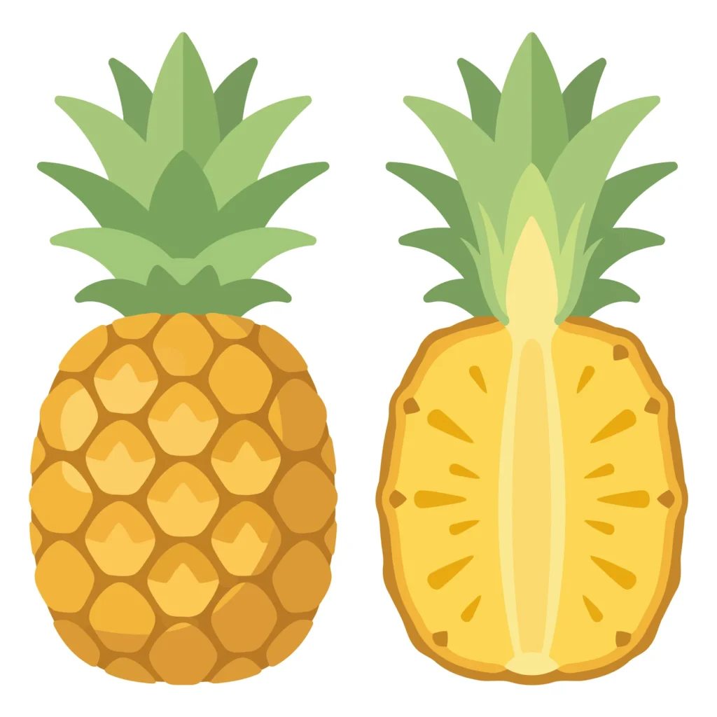 Two Whole And Sliced Pineapples Isolated On White Background two whole and sliced pineapples isolated on white background