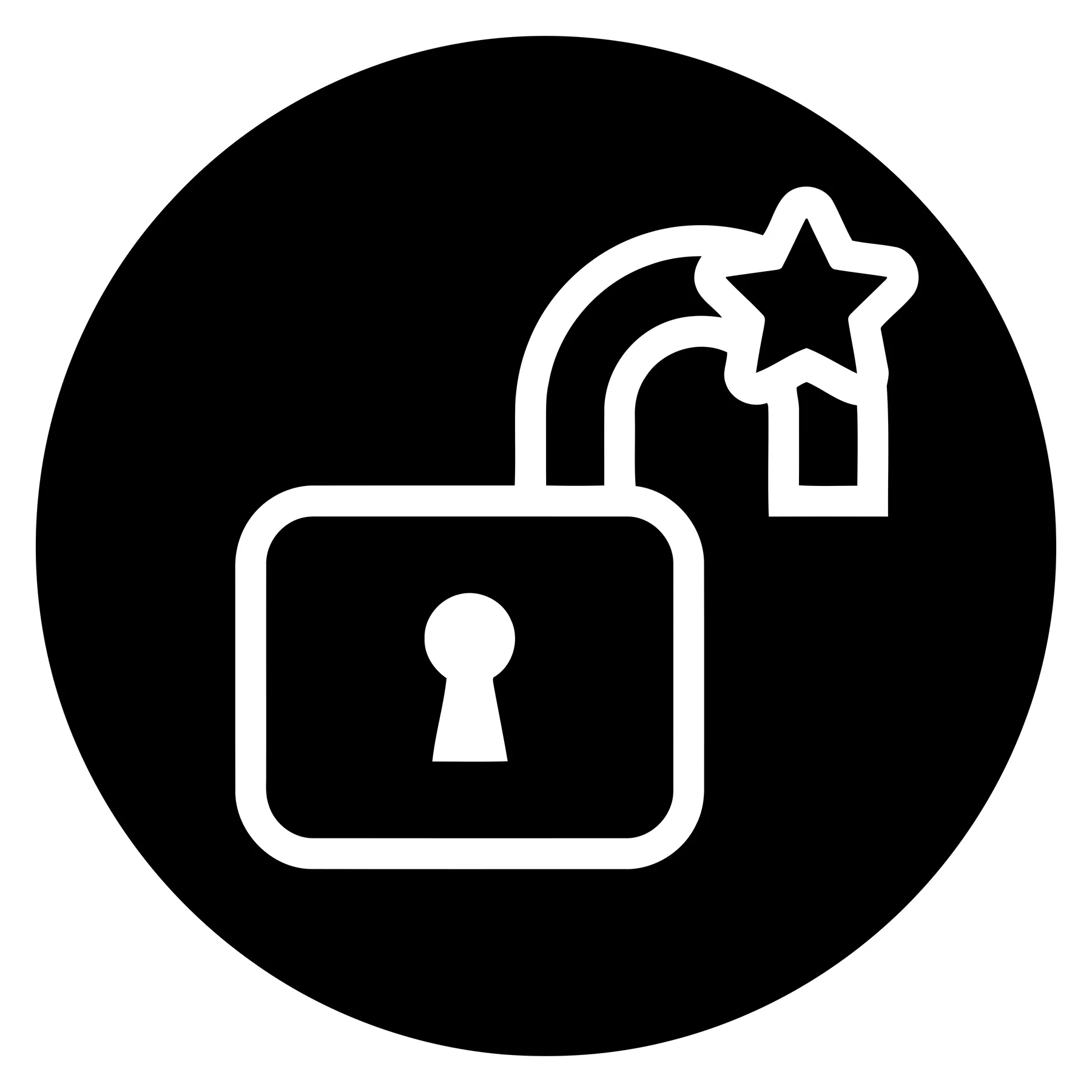 Unlocked Padlock with Star Icon for Security and Access