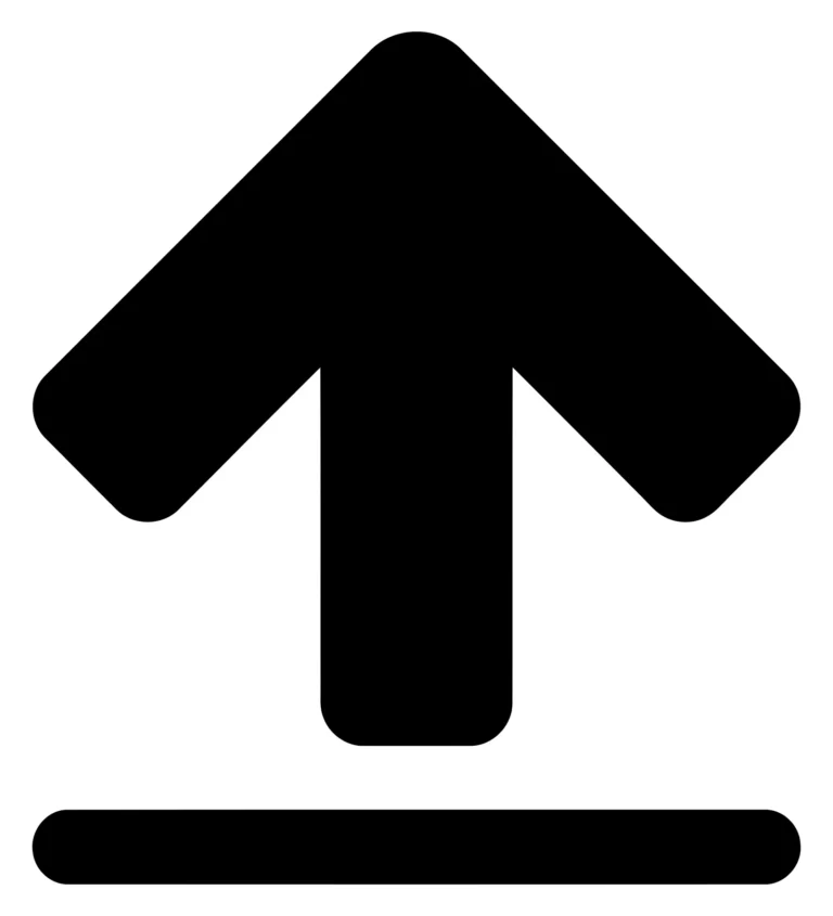 Black Upload Icon with Arrow and Line