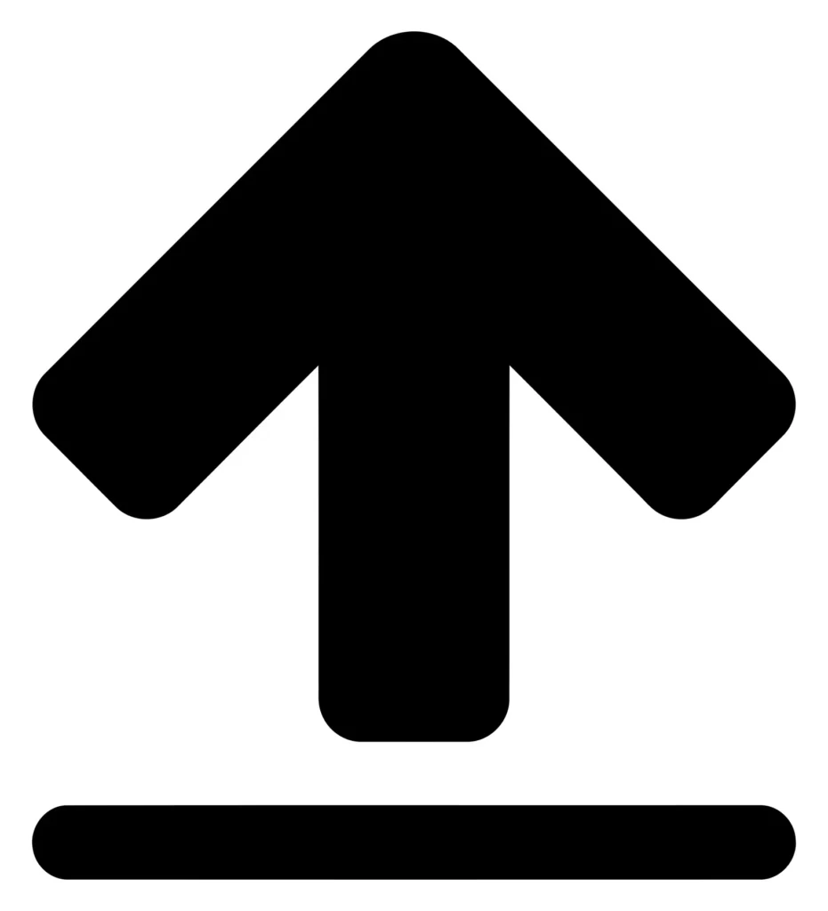 upload icon, arrow pointing up with a horizontal line underneath