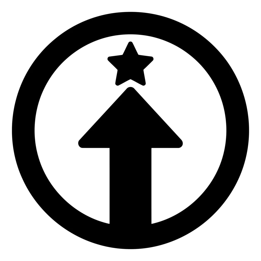 upward arrow with a star inside a circle icon