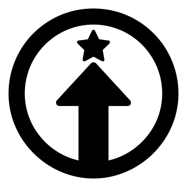 upward arrow with a star inside a circle icon
