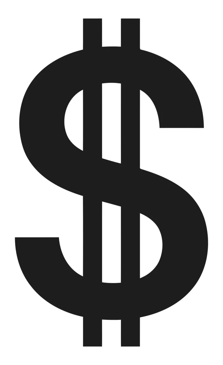 Black US Dollar Currency Symbol Vector Icon