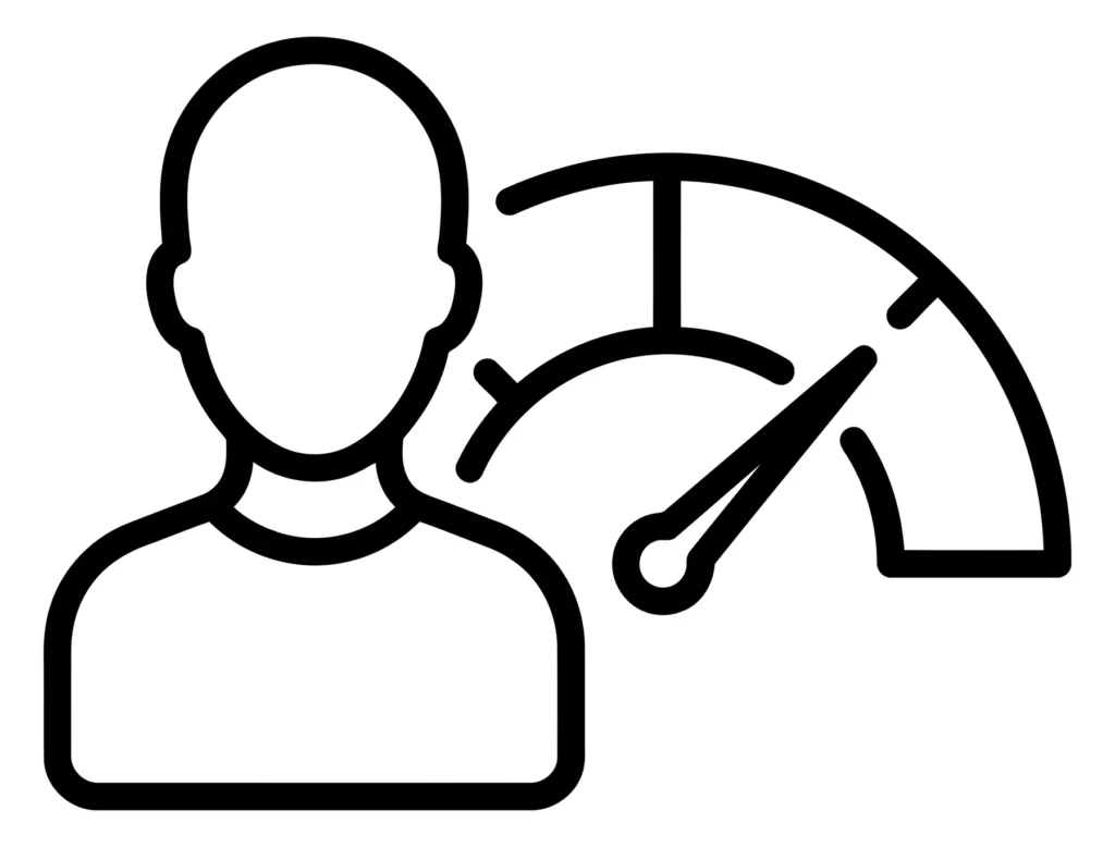 user performance or productivity gauge icon, representing speed, efficiency, or skill level, vector illustration