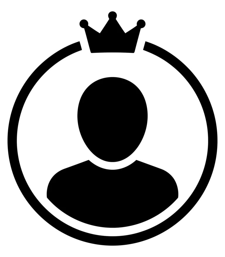 user profile icon with a crown symbol, representing a premium or admin account status