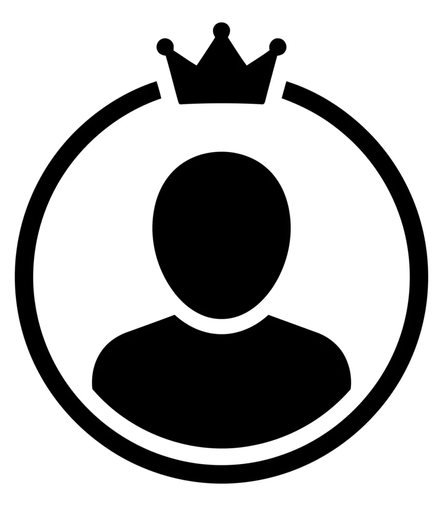 user profile icon with a crown symbol, representing a premium or admin account status