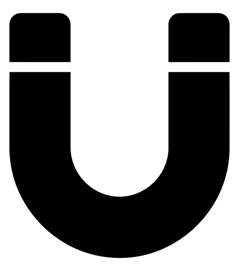 Black Horseshoe Magnet Icon in Flat Design