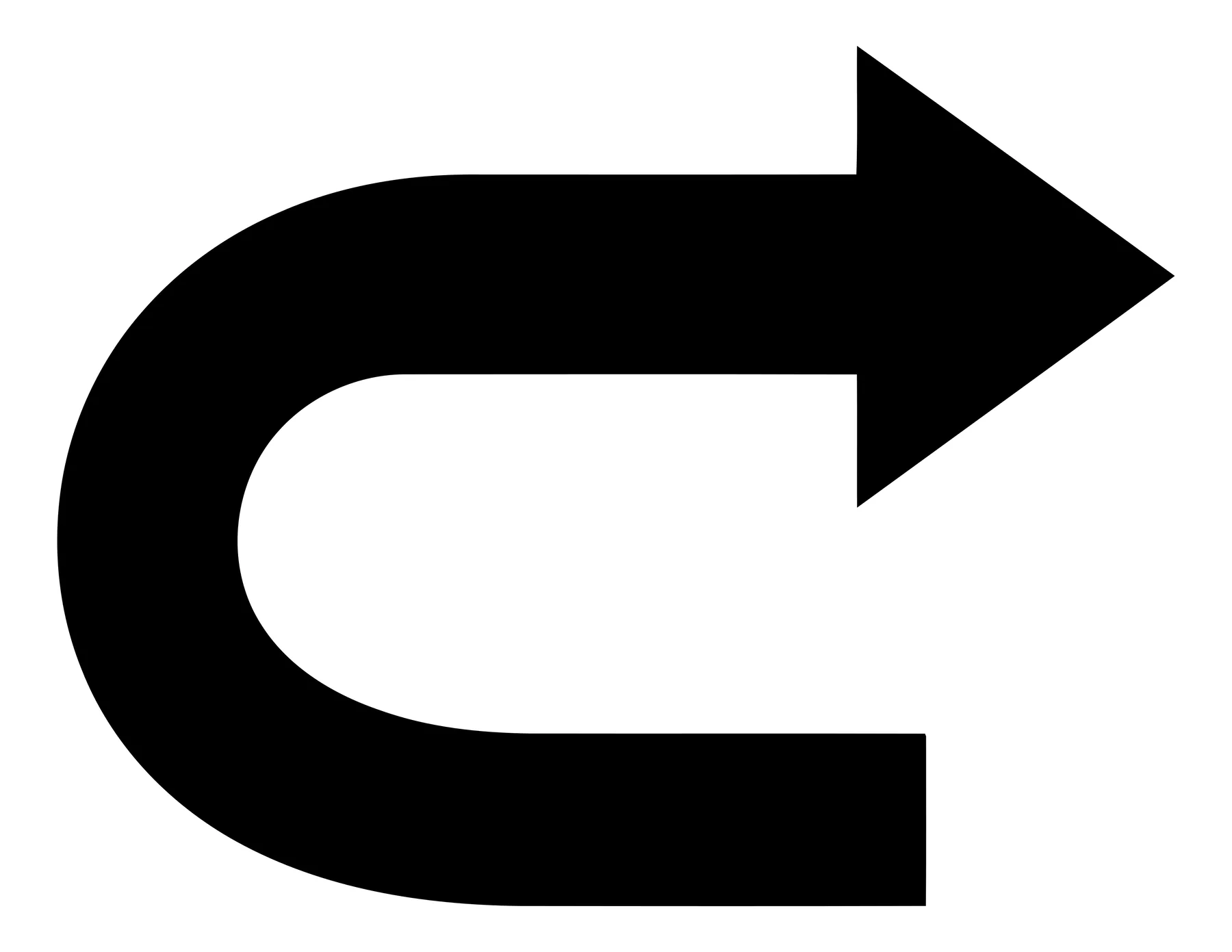Black U-Turn Arrow Icon in Flat Design