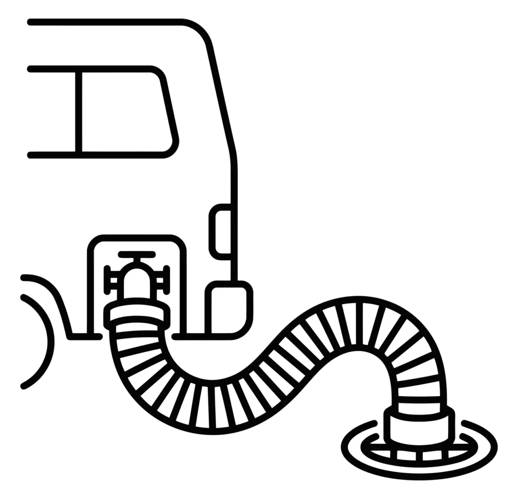 vector icon of a recreational vehicle dumping waste into a sewer drain