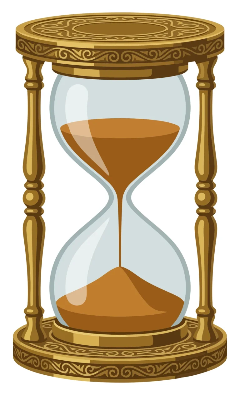 vintage hourglass with golden frame and sand