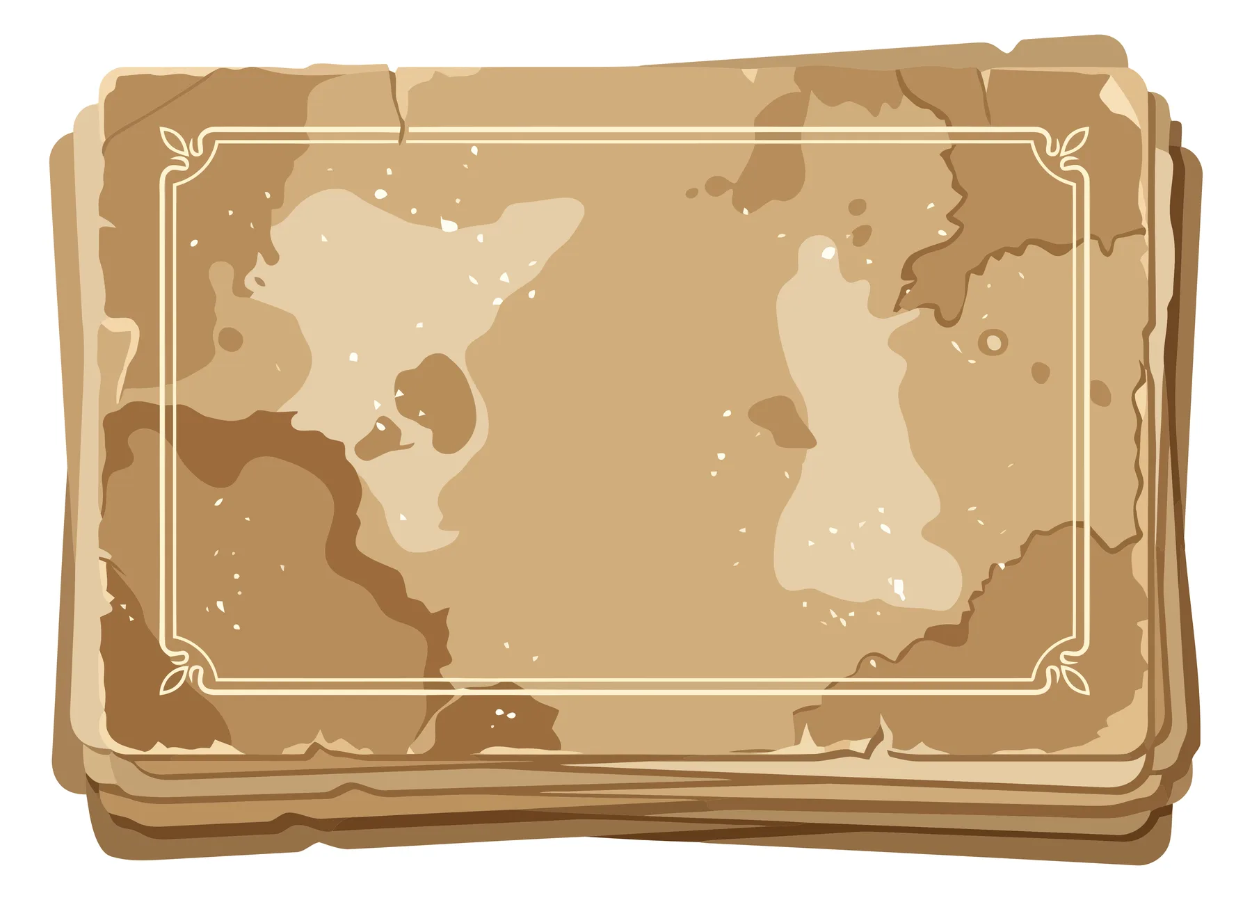 Vintage Parchment Map with Decorative Frame